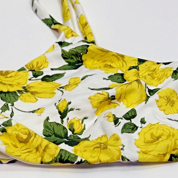 Onia NWT Sarita Bikini Top XL White Yellow Roses Bralette Swim Pullover Cottage - Picture 2 of 4